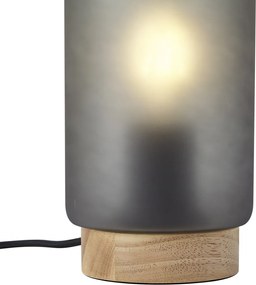 Moderná stolná lampa drevená s matným sivým sklom - Umbra