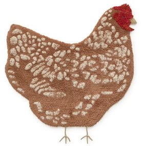 Hnedý prateľný ručne tkaný bavlnený detský koberec 110x100 cm Chicken – Lorena Canals