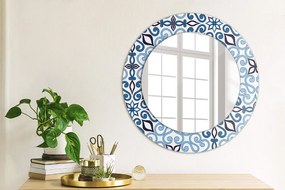 Modrý arabský vzor Okrúhle dekoračné zrkadlo