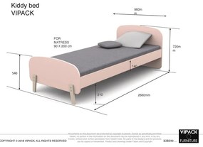 Mentolová detská posteľ Vipack Kiddy, 200 x 90 cm