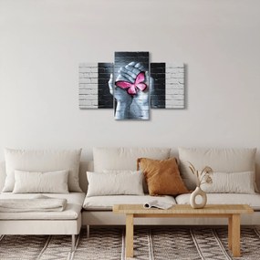 Obraz - Ružový motýľ v stene (90x60 cm)