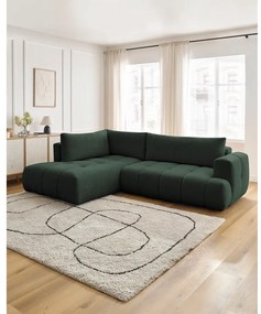 Zelená rozkladacia/s úložným priestorom rohová pohovka (ľavý roh/do L) Fuji – Bobochic Paris