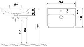 Bruckner - Zapustené umývadlo NEON 60x41,5 cm keramika/biela