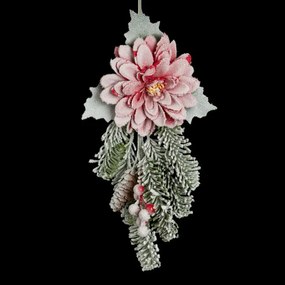 Vianočná dekorácia v podobe kvetu 230 zelená / červená (12 ks)