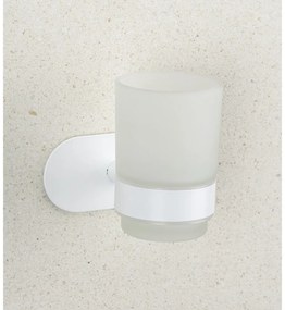 Biely samodržiaci sklenený téglik na zubné kefky Orea – Wenko