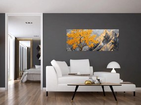 Obraz – Zlatý strom v horách (120x50 cm)
