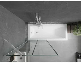 Mexen Next, vaňová zástena 1-krídlová 80 x 150 cm, fixné krídlo, 6 mm číre sklo s čiernym vzorom, biely profil, 895-080-000-00-77-20