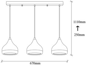 Závesné svietidlo na lanku YILDO 3xE27/40W/230V biela/čierna