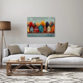 Sklenený obraz - Maľované jesenné mesto (70x50 cm)