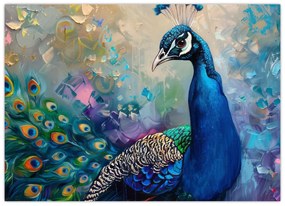 Sklenený obraz - Maľba páva (70x50 cm)