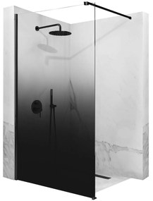 Rea Aero Ombre, sprchová zástena Walk-In 100x195 cm, 8mm číre sklo s čiernym vzorom, čierny matný profil, REA-K2460