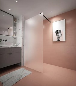 Erga Paris, sprchová zástena Walk-In 90x200 cm, 8mm sklo námraza, čierny profil, ERG-V02-PARIS-090x200-FR-BK
