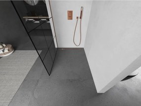 Mexen Kioto L, sprchová zástena Walk-In 100 x 200 cm, 8mm číre sklo čierny vzor, medený matný profil, 800-100-103-65-77