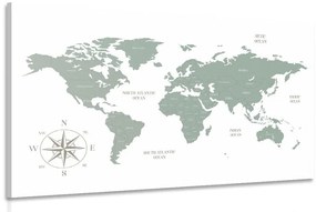 Obraz decentná mapa v zelenom prevedení - 60x40
