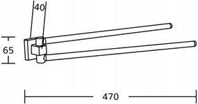 Nástenný vešiak na uteráky MAXMAX MEXEN RUFO - 2 ramenný - čierny matný, 7050925-70