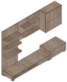 Autronic BONTEC Obývacia stena 300x59x210cm, mdf, hnedá, 9HQ08 Farba: Hnedá