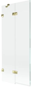 Mexen Lunar, 2-krídlová vaňová zástena ľavá 80 x 150 cm, číre sklo, zlatá lesklá, 897-080-100-50-00-L