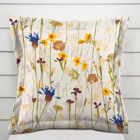 Biante Bavlnená obliečka na vankúš s lemom Sandra SA-571 Lúčne kvety na krémovom 45 x 45 cm