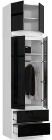 Skriňa s nadstavcom S 60 cm 2D 2SZ CLP biela / čierna, lesk