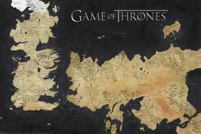 Plagát, Obraz - Game of Thrones - Westeros Map