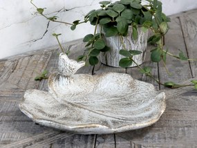 Bielo - zlaté antik cementové krmítko pre vtáčiky Vittel - 31*31*10cm