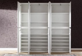 Zrkadlová viacúčelová skriňa s policami Mirror, 74 cm, biela