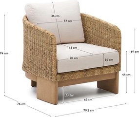 Béžové/v prírodnej farbe drevené/z umelého ratanu záhradné kreslo Xoriguer – Kave Home