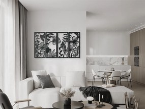 drevko Viacdielny drevený obraz Lúčne kvety Rozmer obrazu: 37 x 65 cm, Farba dekorácie: Čierna