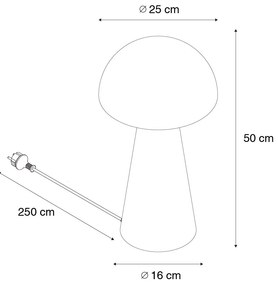 Vonkajšia stojaca lampa čierna 50 cm - Mushroom