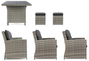 Sivá záhradná lounge súprava z umelého ratanu pre 6 Ariel – Bizzotto