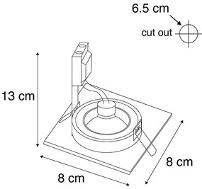 Sada 6 moderných zapustených bodových svetiel zlatá štvorcová IP44 - Xena