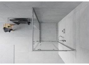 Mexen Rio, štvorcový sprchovací kút s posuvnými dverami 80(dvere) x 80(dvere) x 190 cm, 6mm číre sklo, chrómový profil, 860-080-080-01-00