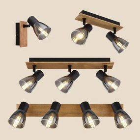 Globo 54307-2W - Nástenné bodové svietidlo CLAUDE 2xE14/40W/230V čierna/drevo