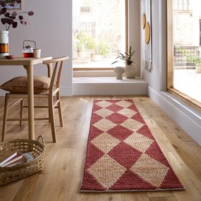 Ručne tkaný behúň s prímesou juty v terakotovej farbe 80x230 cm Effie Diamond – Flair Rugs