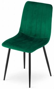 Set 4 kresiel LAVA - tmavozelený zamat / čierne nohy