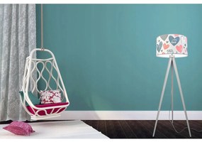 Detská stojacia lampa Heart, 1x biele textilné tienidlo so vzororm, (výber z 2 farieb konštrukcie), p