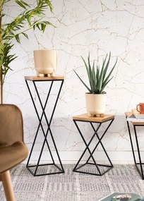 STOJAN NA KVETINÁČ LOFT6 70X24X24 CM ČIERNA/HNEDÁ