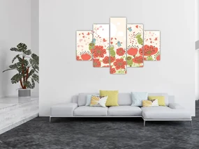 Obraz - Vtáčiky na rozkvitnutej lúke (150x105 cm)
