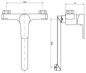Invena Verso, nástenná drezová batéria s dlhou výlevkou 200mm, chrómová, INV-BC-82-001-C