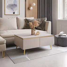 KONFERENČNÝ STOLÍK NESSIE 3 KAŠMÍR + ZLATÝ 90 cm