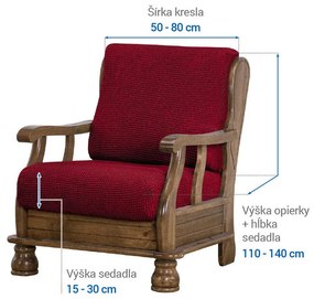 Super strečové poťahy NIAGARA bordó kreslo s drevenými rúčkami (š. 50 - 80 cm)