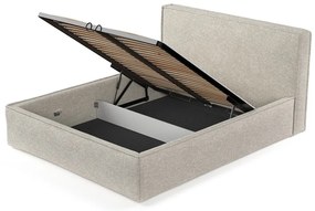 Béžová čalúnená dvojlôžková posteľ s úložným priestorom s roštom 200x200 cm Lounge L – Maison de Rêve