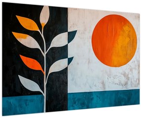 Obraz - Abstrakcia rastliny a slnka (90x60 cm)