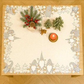 Vianočný vyšívaný obrus Škriatok sivý 85x85 cm TiaHome