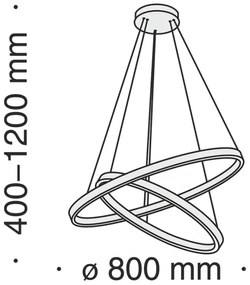 Maytoni MOD058PL-L74B3K - LED Luster na lanku RIM LED/88W/230V pr. 80 cm čierna