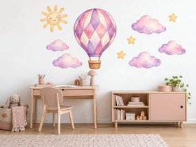 Lila balón mezi obláčky arch 46 x 34 cm