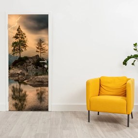 Fototapeta na dvere - Jazero v horách (95x205cm)