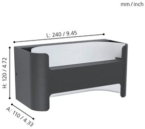 Eglo 98729 - LED Vonkajšie nástenné svietidlo PASSIRANO LED/4,8W/230V IP44