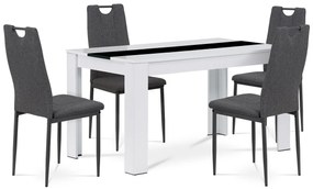 Autronic - Jedálenský set 1+4, stôl 138x80 cm, biele lamino, stolička sivá látka, antracitový lak - B140WTDCL391GREY AKCE NOVINKA