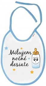 Baby Nellys Nepremokavý podbradník Milujem nočné desiate, 24 x 27 cm, kluk- biela/modrá